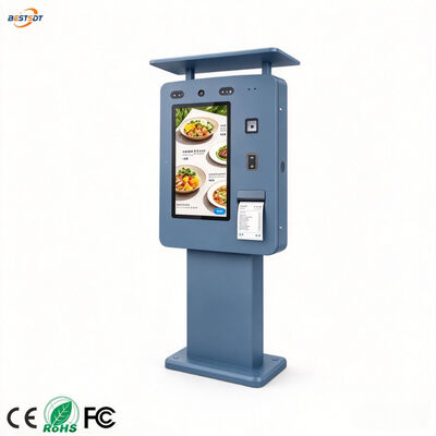 55 Inch Outdoor Digital Ordering Kiosk IP65 Waterproof 3000 Nits Touch Screen Self Service Terminal for Drive Thru QSR